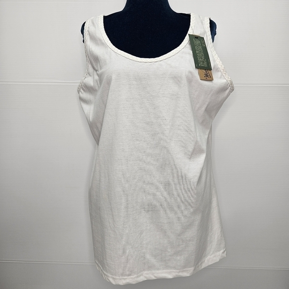 Woolrich Tank Top XXL Norrine Embroidered Neckline Cream & Tan NWT - Picture 2 of 12